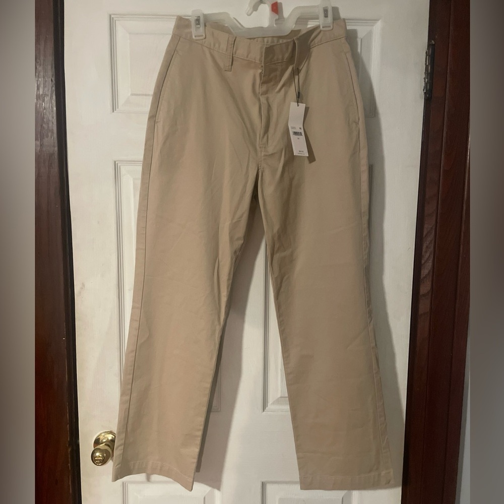 NWT Women's Calvin Klein 29 inch waist flat front wide leg khaki